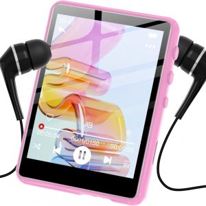 128GB MP3 Player with Bluetooth Pink- SWOFY M4 Music Player with Bluetooth 5.4, 2.4" Portable HiFi MP3 Player with FM Radio, HD Speaker, E-Book,Voice Recorder, Digital Music Player Earphones Included