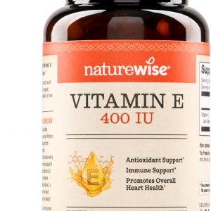 NatureWise Vitamin E 400 IU Softgels (180mg DL-Alpha) - Dairy, Gluten, and Soy Free, Non-GMO Antioxidant Dietary Supplement for Skin, Heart, Eye, and Immune Health Support - 2-Month Supply, 60 Count