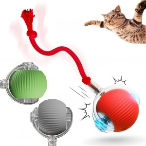 Interactive Rolling Cat Ball, Cat Rotating Toy, 360° Smart Rolling Ball Toy Electric Balls,Suitable for Floors, Carpets, Tiles, Living Rooms (3 Colors)