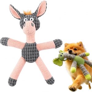 2026 New Dog Toys, Indestructible Plush Dog Toy for Aggressive Chewers, Interactive Squeaky Soft Puppy Chew Toy, Durable Teething Toys for Small Medium Large Dogs (Gray Pink)