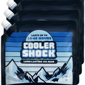 Cooler Shock Reusable Ice Packs for Cooler - Long Lasting Cold Freezer Packs for Coolers and Lunch Boxes - Cooler Ice Packs for Camping Gear, Fishing, Road Trips, Beach Must Haves