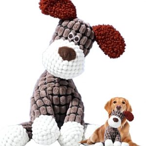 2026 New Dog Toys, Indestructible Plush Dog Toy for Aggressive Chewers, Interactive Squeaky Soft Puppy Chew Toy, Durable Teething Toys for Small Medium Large Dogs (Brown)