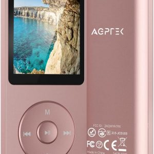 AGPTEK A02S 16GB MP3 Player, 70 Hours Playback Lossless Sound Music Player, Supports up to 128GB, Rose Gold