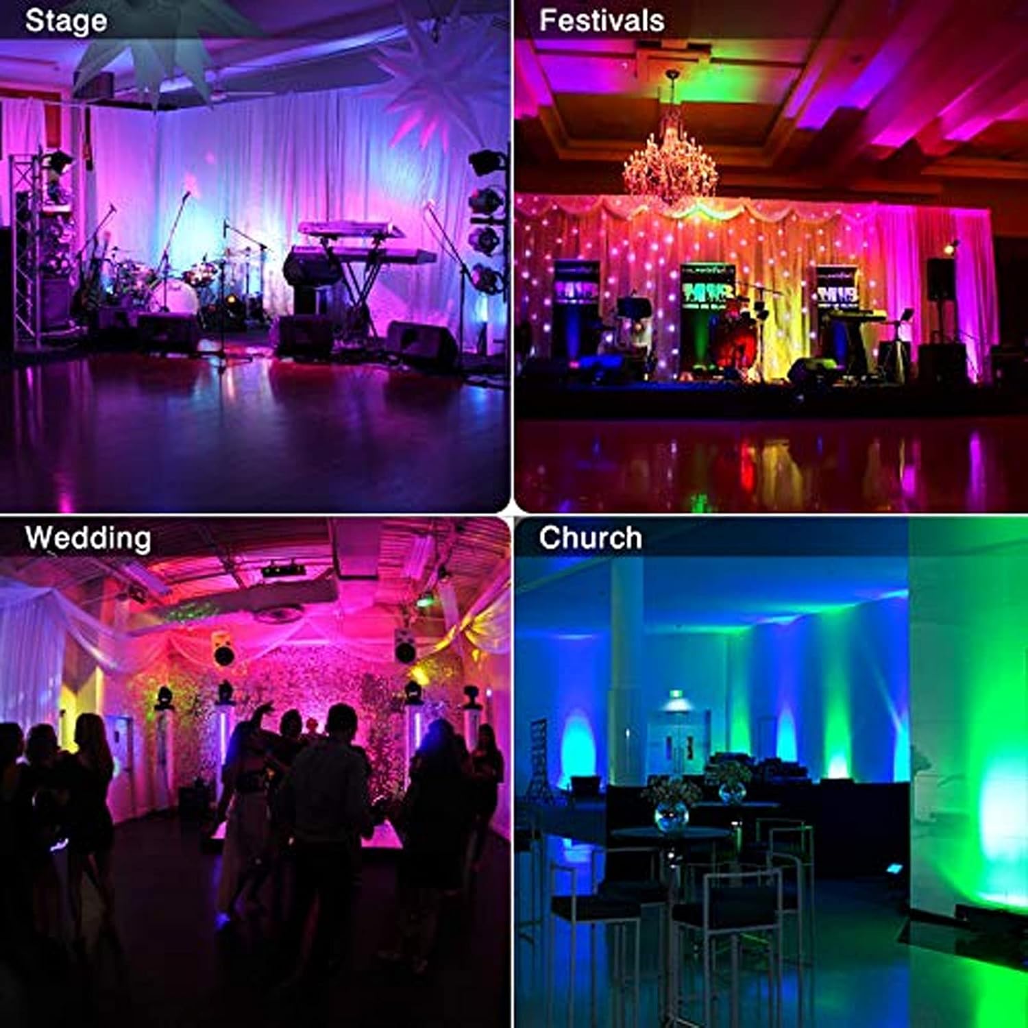 U`King LED Par Lights DJ Stage Light Corded RGB 36 LED with Sound Activated Control DJ Uplighting for Wedding Party Club Christmas Stage Lighting (2 Packs) - Image 6