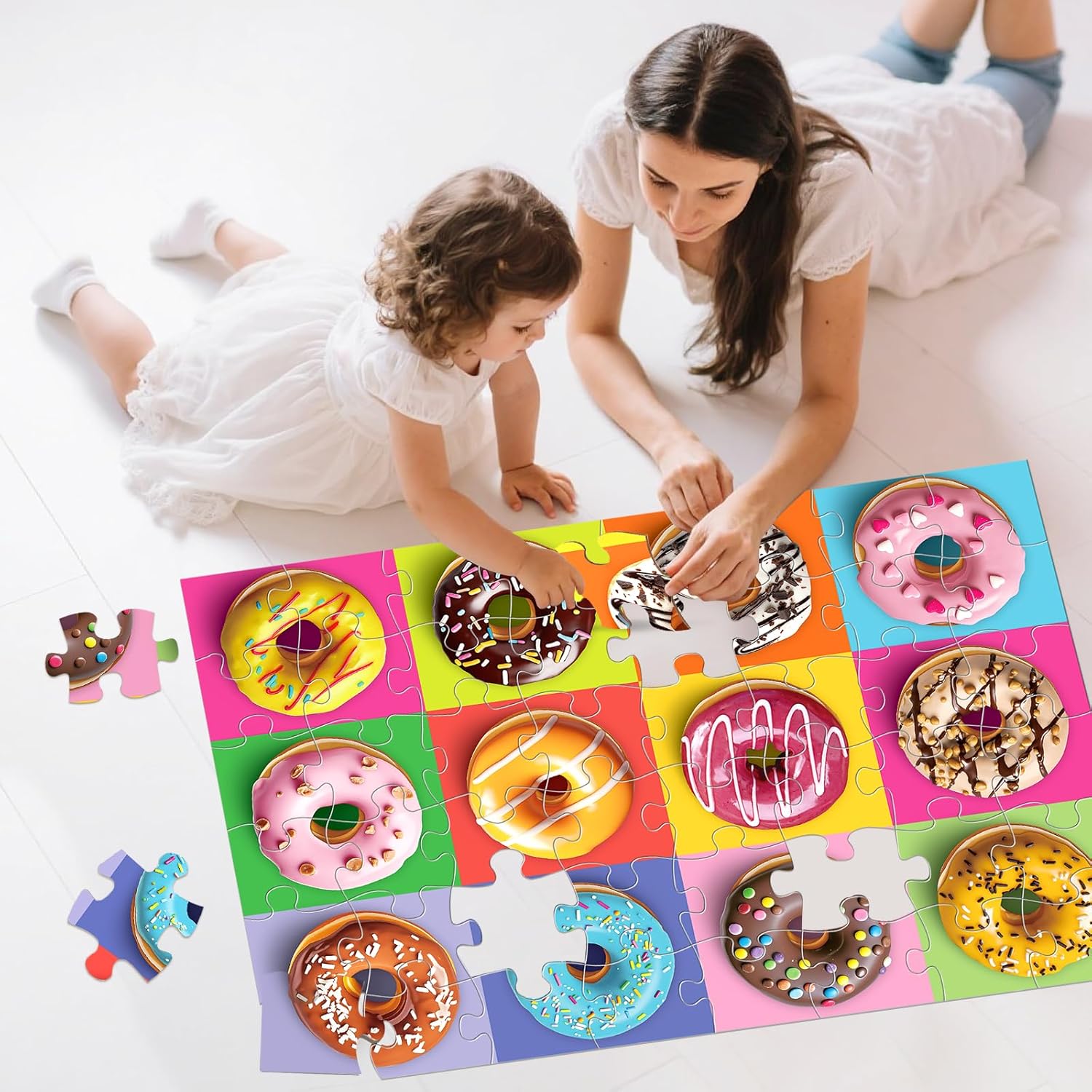 Jumbo Floor Puzzle for Kids,48 Piece Colorful Donuts Jigsaw Puzzles,Learning Educational Toys for Toddlers Ages 3-5,Children Gift for Boy Girl Ages 4-8 (Donut) - Image 5