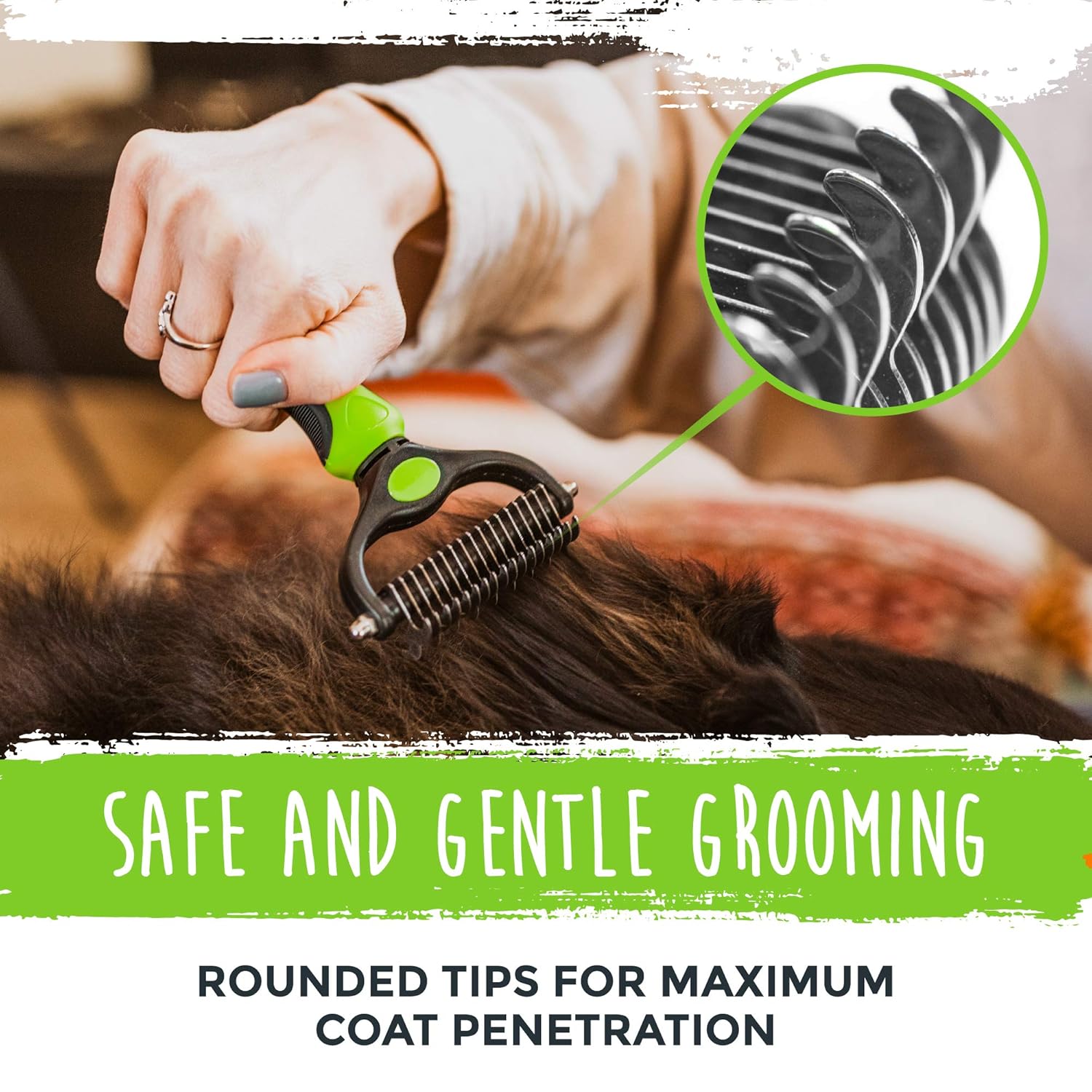 Mighty Paw Dog Grooming Brush - 2-In-1 Dual Sided Comb - Round Tip For Maximum Coat Penetration - Stainless Steel Teeth That Won't Rust Or Discolor - Built-In Thumb Rest For The Control When You Need - Image 3