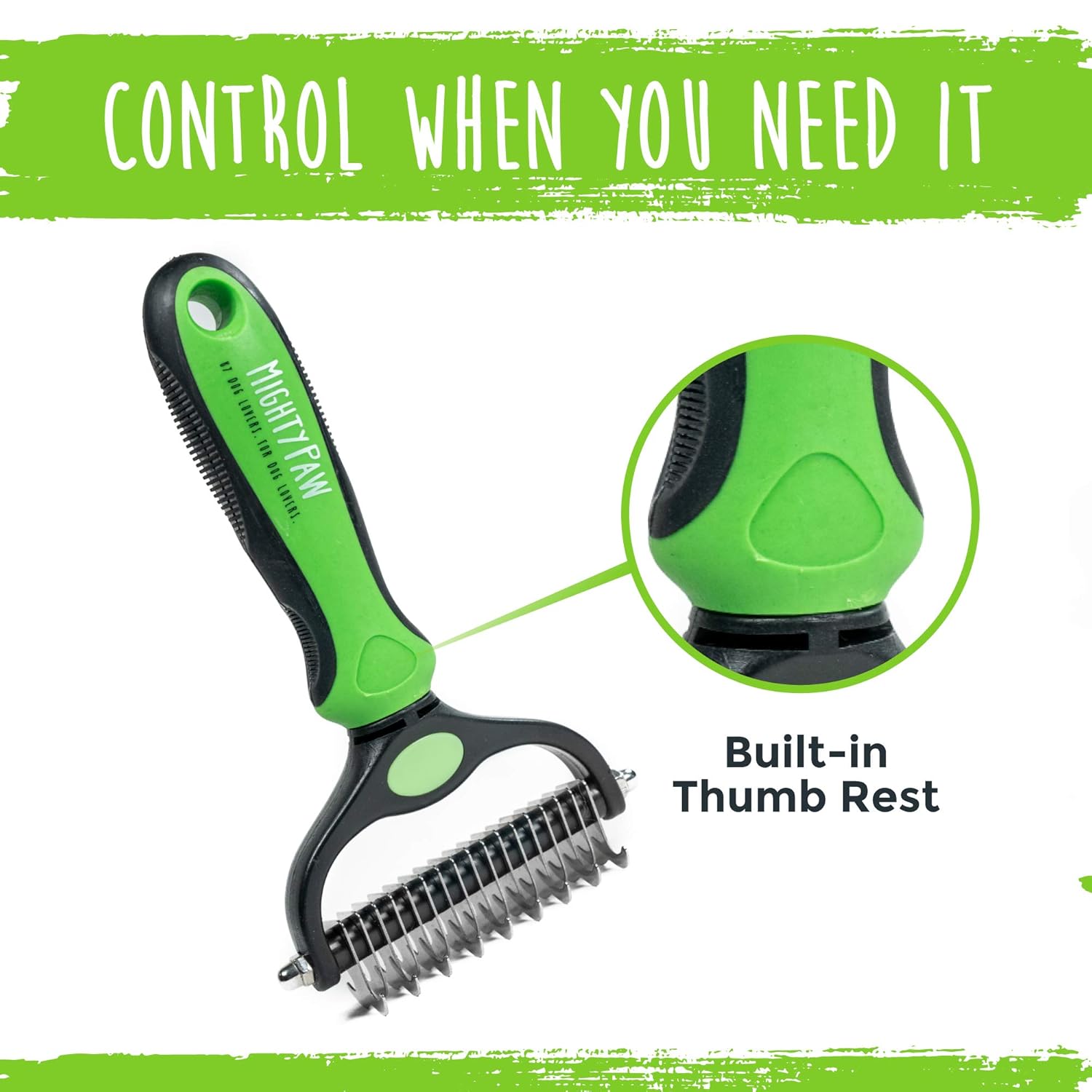 Mighty Paw Dog Grooming Brush - 2-In-1 Dual Sided Comb - Round Tip For Maximum Coat Penetration - Stainless Steel Teeth That Won't Rust Or Discolor - Built-In Thumb Rest For The Control When You Need - Image 6