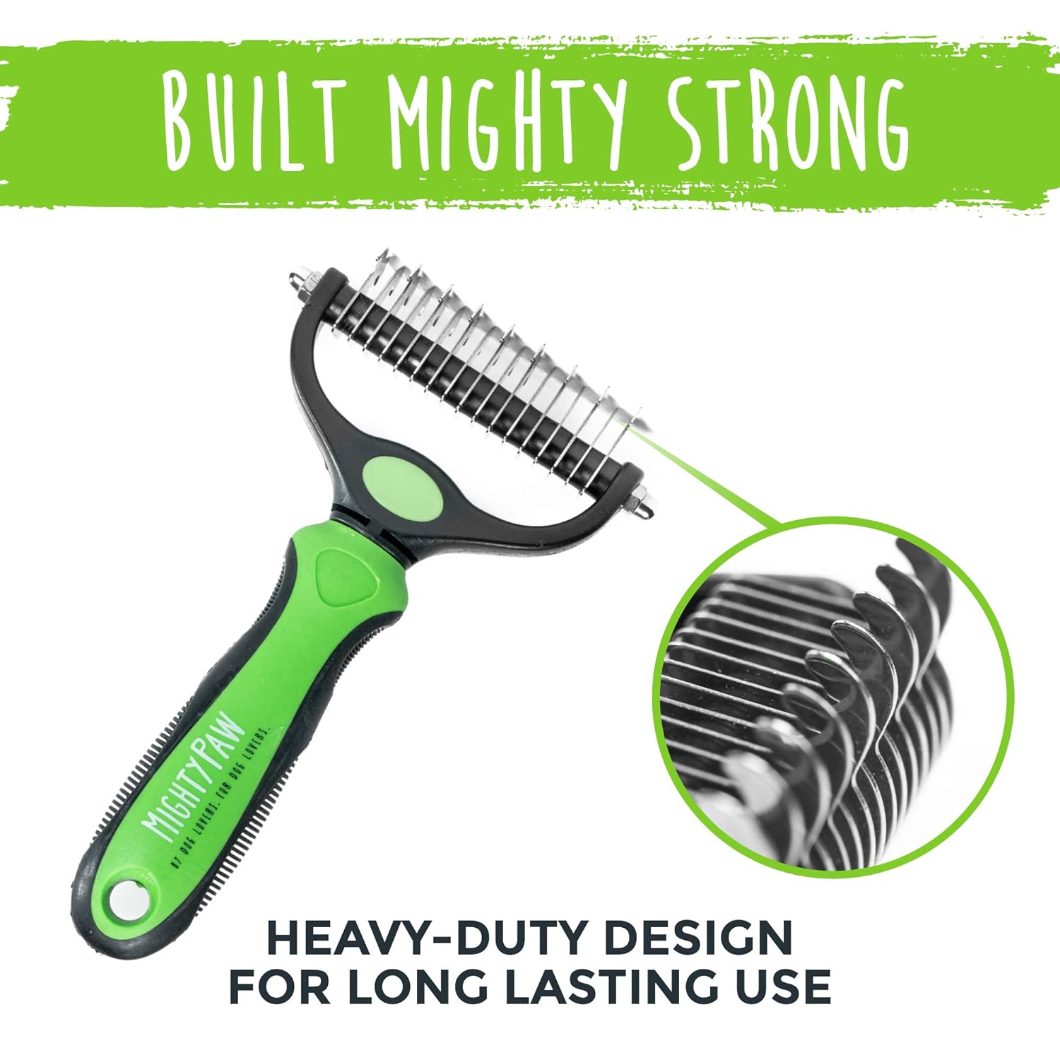 Mighty Paw Dog Grooming Brush - 2-In-1 Dual Sided Comb - Round Tip For Maximum Coat Penetration - Stainless Steel Teeth That Won't Rust Or Discolor - Built-In Thumb Rest For The Control When You Need - Image 7