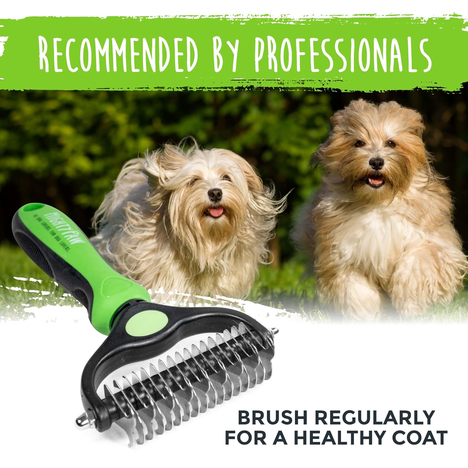 Mighty Paw Dog Grooming Brush - 2-In-1 Dual Sided Comb - Round Tip For Maximum Coat Penetration - Stainless Steel Teeth That Won't Rust Or Discolor - Built-In Thumb Rest For The Control When You Need - Image 9