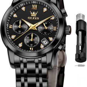OLEVS Women Watch Multifunctional Two Tone Watch Fashion Business Analog Quartz Ladies Watch Stainless Steel Waterproof Diamond Watch for Women