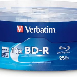 Verbatim BD-R 25GB 16X Blu-ray Recordable Media Disc - Spindle - 97457, Branded, 25 Pack