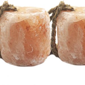 2 Pack Himalayan Salt Lick Natural Minerals Block on Rope for Horses,Cattles,Deer,Goat and Other Livestock Long Lasting Original Pink Salt Lick (4.8-6.6 lbs)