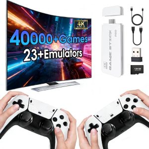 2026 New Wireless Retro Game Console, 23 Emulators and 40000+Games, Plug and Play 4K HDMI TV Game Stick, with Dual 2.4G Wireless Controllers (White)