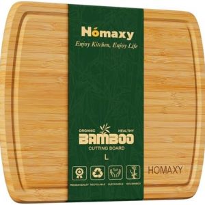 Homaxy Large Bamboo Cutting Boards for Kitchen,14.5×11.5″ Wood L Cutting Board with Juice Groove, Wooden Butcher Block Chopping Board for Kitchen, Meat, Cheese, Fruit & Vegetables – Pre Oiled: Home & Kitchen