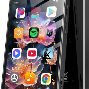 AGPTEK 96GB MP3 Player with Bluetooth and WiFi, T08X 4'' Android 14 MP4 Music Player with Spotify, Audible, APP Store, Up to 1TB, Black