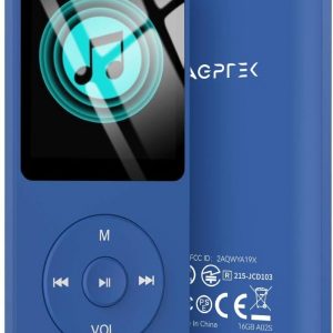 AGPTEK A02S 16GB MP3 Player, 70 Hours Playback Lossless Sound Music Player, Supports up to 128GB, Dark Blue