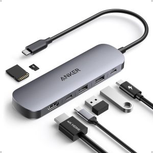 Anker USB C Hub, 7-in-1 Multi-Port USB Adapter for Laptop/Mac, 4K@60Hz USB C to HDMI Splitter, 85W Max Power Delivery, 3xUSBA & C 3.0 Data Ports, SD/TF Card, for Type C Devices (Charger Not Included)