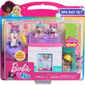 Barbie Pets Spa Day Playset, 8 Piece Connectible Playset with Pet Figures and Accessories, Kids Toys for Ages 3 Up by Just Play