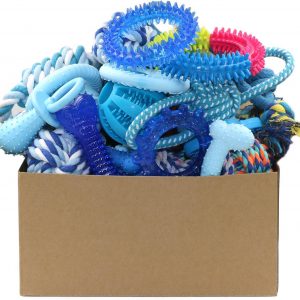 Beiker 20 Pack Puppy Chew Toys - Blue Dog Teething Toys for Puppies, Puppy Teething Rings and Ropes, Blue Rubber Toy Bundle for Small Dogs, Cute Interactive Dog Balls for Small Breed