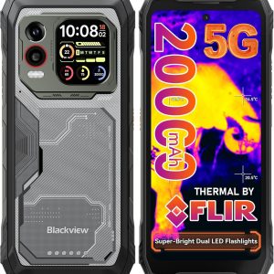Blackview XPLORE 1 Pro AI 5G Rugged Phone Android 15(FLIR Thermal Imaging), 20000mAh 55W 36GB +256GB Rugged Smartphone Unlocked, 6.78" 2.4K 120Hz 64MP+50MP IP69K Waterproof Dual SIM NFC/OTG/WiFi