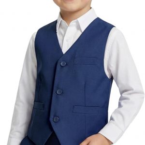 Boys Formal Suit Vest Kids 3 Button Adjustable Back Strap Toddler Vests