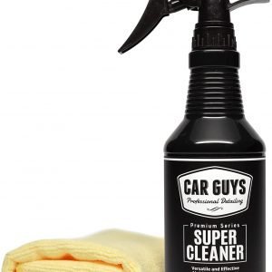 CAR GUYS Super Cleaner | Effective Car Interior Cleaner | Leather Car Seat Cleaner | Stain Remover for Carpet, Upholstery, Fabric, and Much More! | 18 Oz Kit with Microfiber Towel
