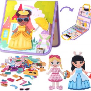 CHEFAN Felt Dress-Up Dolls Set,Pretend Play Dress Up Game with Felt Board, Outfit and Accessory Pieces,Perfect for Little Girls 3+