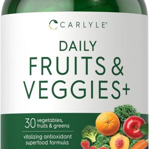 Carlyle Fruits and Veggies Supplement | 250 Capsules | Made with 30 Fruits and Vegetables | Vegetarian, Non-GMO, Gluten Free Superfood Formula