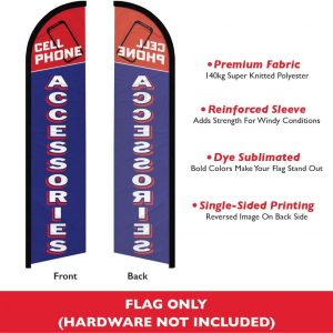 Cell Phone Accessories Red Blue Windless Banner Advertising Flag - Great for Businesses, Shops, Stores