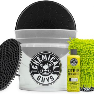 Chemical Guys Ultimate Scratch-Free Detailing Car Wash Bucket Kit with Accessories, Car Detailing Kit With Dirt Trap, Wash Mitt, Lid, and 16 oz Soap, Safe For Trucks, SUVs, Motorcycles, RVs