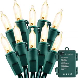 Christmas Lights - Battery Operated String Lights 50 LED String Lights Mini Lights with Auto-Timer and 8 Lighting Modes for Christmas Wreath Party Wedding Garden Home Decoration, Warm White