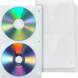 Chuangdi 50 Pcs 4 Disc Clear DVD Poly Sleeves DVD Storage Sleeves 3 Rings Cd Binder Pages 200 Disc Capacity for Binders Only