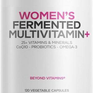 Codeage Women’s Daily Multivitamin, 25+ Vitamins & Minerals, Fermented, Organic Whole Foods, Probiotics Supplement - Vitamin A, B, C, D, E & K, Omega 3, Zinc – Vegan - 120 Capsules