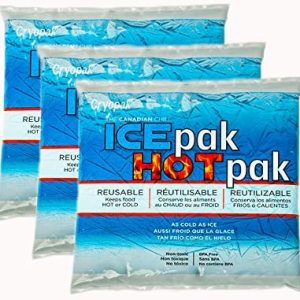 Cryopak Reusable Ice Pak Hot Pak 3-Pack - For Coolers, Lunch Box and Insulated Bags - Perfect for School Lunch, Picnics, Trips at the Beach, BBQs, Camping, and Other Outdoor Activities
