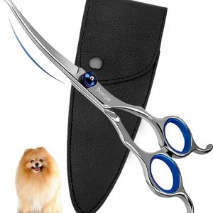 Curved Dog Grooming Scissors 6.69 inches Round Tips Pet Grooming Shears for Dog Cat on Face Paw Hair Trimming Right Left Handed