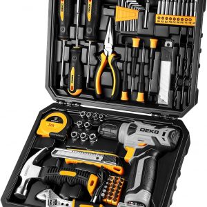 DEKOPRO Tool Set：Tool Kit with 8V Cordless Drill,Tool Box with Drill,Hand Drill Set for Men & Women,Home Tool Kits for House Repair,Handyman,DIY 126 Piece