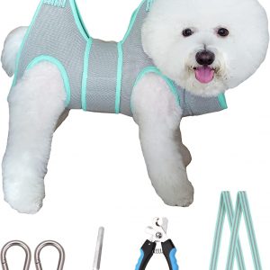 Dog Grooming Hammock Harness, Small Dog Groming Sling, Gray Dog Hanging Harness for Nail Trimming,Dog Nail Clipping Hanger Restraint Holder