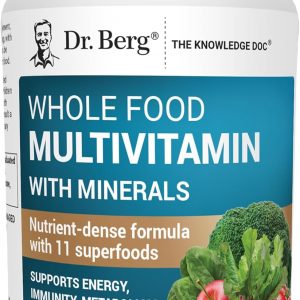 Dr. Berg Whole Food Multivitamin with Minerals - Daily Multivitamin for Men and Women - Includes Premium Whole Food Fruits and Vegetable Blend with Folate, Alpha-lipoic Acid and More - 60 Capsules