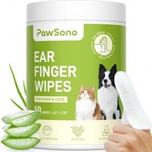Ear Finger Wipes for Dogs & Cats, Thicker Dog Ear Cleaner Wipes, Natural Relief Cat Ear Cleaner Dog, Pet Health Supplies for Dog Small Animal Cat, Aloe Scent Deodorizing - 50 Count