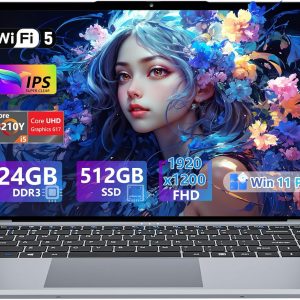 Gaming Laptop, 2026 Laptop i5, 15.6 inch Laptop Computer Up to 3.6GHz, Laptop Computers with 24GB RAM 512GB SSD, WIFI 5, BT5, FHD 1920x1200, 180 Degree Angle, HDMI, Lap top for Student Business Work