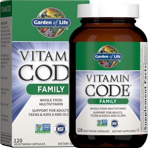 Garden of Life Multivitamin for Women, Men & Kids Age 6 and up, Vitamin Code Family Multi - 120 Vegetarian Capsules, Whole Food Vitamins, Food Blend & Probiotics, Gluten Free Dietary Supplements