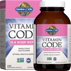 Garden of Life Vitamin Code Multivitamin for Women 50 & Over, B Vitamins, A, C, D3, E & K, CoQ10, Probiotics & Enzymes, for Women 50 Plus, 240 Capsules
