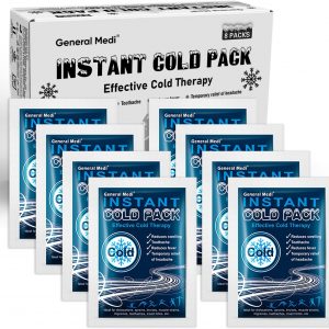 General Medi Instant Ice Cold Pack (4”x 5.5”) – 8 Packs Disposable Cold Therapy Ice Packs for Pain Relief, Swelling, Inflammation, Sprains, Toothache – for Athletes & Outdoor Activities