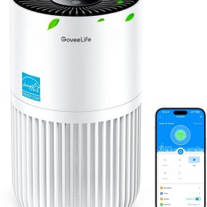 GoveeLife Mini Air Purifier for Bedroom, Smart Filter Air Purifier with App Alexa Control for Pet Hair, Odors, Pollen, HEPA Portable Air Cleaner with 3 Speeds, 2 Modes, Timer, Aroma for Home
