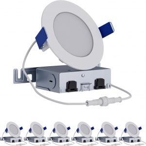 HALO HLB 4 inch LED Recessed Ceiling Light Canless Dimmable Selectable Lumens and Selectable Color 27/30/35/40/5000K 6-Pack Wet Location Indoor Outdoor Airtight HLB4LSFS5-6PK