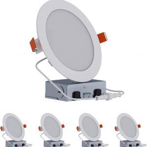 HALO HLB 6 inch LED Recessed Lighting Canless Dimmable Wet Location Selectable Lumens and Selectable Color 27/30/35/40/5000K 4-Pack Indoor Outdoor Soffit Ceiling Lights HLB6LSFS5-4PK