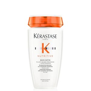 Kerastase Nutritive Bain Satin Shampoo | Gently Cleanses & Replenishes Moisture for Soft, Shiny Hair | With Plant-Based Proteins & Niacinamide | For Fine to Medium Dry Hair