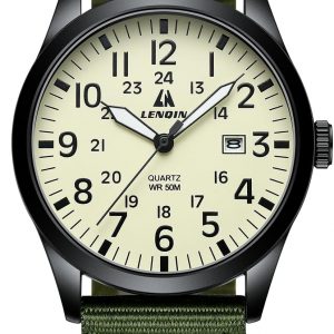 LN LENQIN Mens Watches Unisex Military Sport Nylon Strap Stylish Luminous Fashion Analog Quartz Watch for Men Waterproof Army Tactical Casual Wristwatch