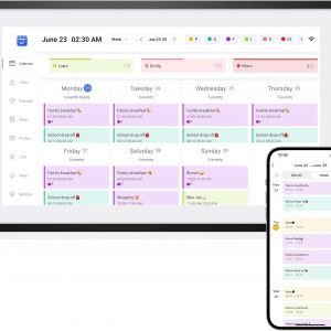 LOOFII 10.1 Inch Smart Digital Calendar – HD Touchscreen Family Planner & Calendar with Chore Chart & Meal Planner (Black White)
