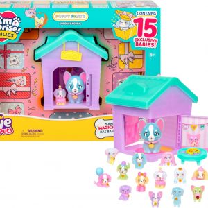 Little Live Pets Dog House Playset, Mama Surprise Families Puppy Party Pack, 15 Mini Collectible Puppies, Fold-Out Dog Playset Toy Gift for Kids 5+